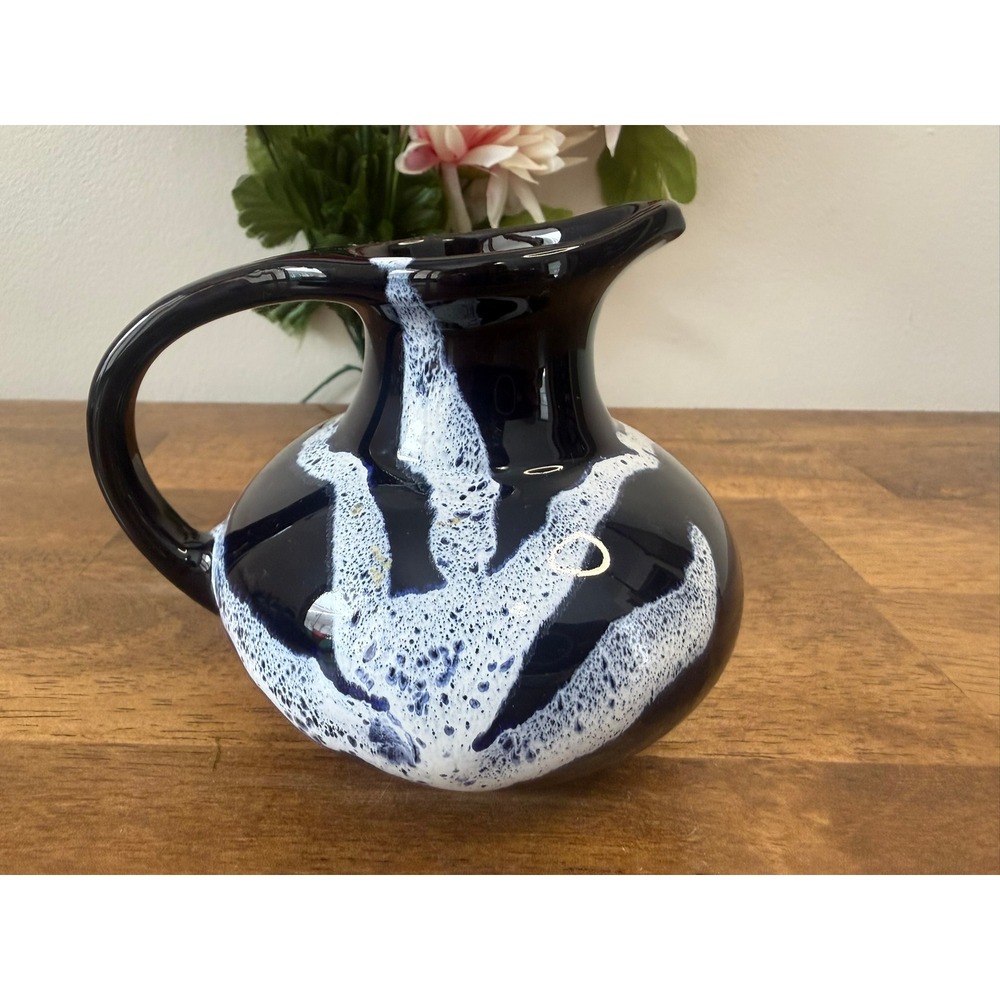 Vintage Blue Mountain Pottery Blue Granite Pitcher 12 oz Ceramic Jug Canada BMP